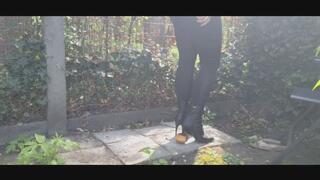 Donut and cake crush with black stilleto boots