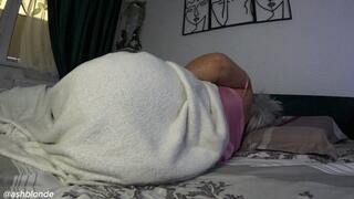 No Panties Farting in Bed – Satin Dress Trouble