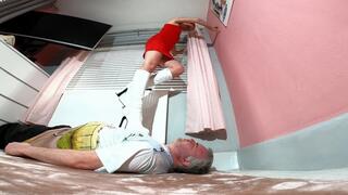 Danielle Red Dress & Chunky White Boots Trample FLOOR CAM