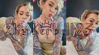 Classic chainsmoking with Red lipstick and short dress - kinkerbell23