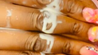 Ebony Amazon MILF milking tits