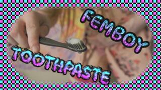 4k | Femboy cums onto toothbrush TOOTHPASTE!