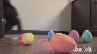 Easter Egg Chalk Crush in Black Boots– Loud Crunchy Crush Sounds (Silent POV)