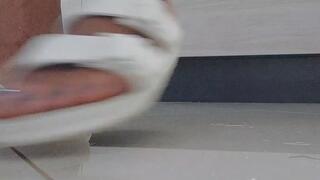 White Rubber Slides -Foot Tease in the Kitchen (Part 1)