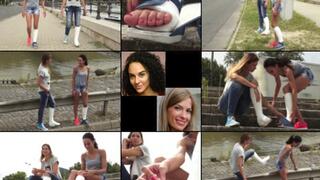 Benetta SLWC Toe Spica and Rita SLC Gimping and Resting by the River Promenade