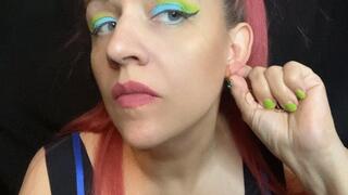 Trying on Large Green Earrings- 6 25