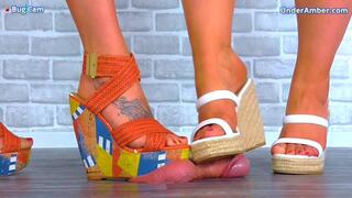 Trampling Your Cock & Face In Our Vacation Wedges - Bug Cam - 180 - Goddess Amber - Miss Lucy - Trample Trampling CBT Ballbusting Crush Crushing