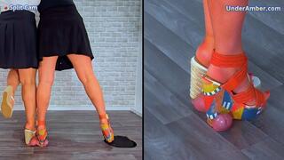 Trampling Your Cock & Face In Our Vacation Wedges - Split Cam - 180 - Goddess Amber - Miss Lucy - Trample Trampling CBT Ballbusting Crush Crushing