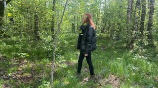 A girl in new shoes was walking along a forest path, at some point she realized that she had fallen into a glue trap with her shoes and could not free her feet from the glue
