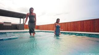 Amy and Naomi are having a Friendly Water Fight