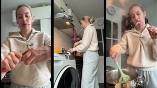 Smokey house wife smoking while cooking