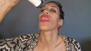 Chocolate syrup and my huge mouth