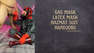 double mask and gas mask hazmat handjobs