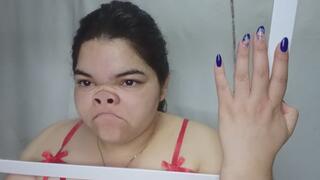 Fat girl's silly face