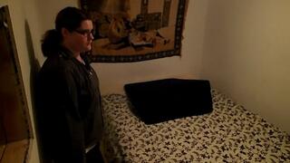 She burns his butt for burning a hole in her seat