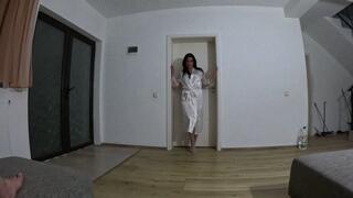 Face-fucking and Cum-play while wearing a sexy satin robe 273