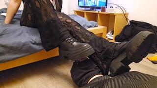 Goth boots and facesitting
