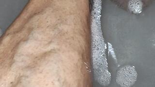 Tempest in tub with hairy legs