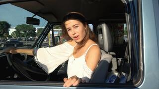 Michelle’s High Heel Pedal Play: Driving an Old Van Forward & Backward (4K quality)