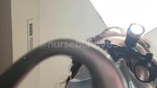 POV Dental Exam and Filling Loupes Pink Scrubs Cleaning Drill