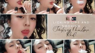 Licking Lips and Smoking - Smoking Marlboro Red - Audible