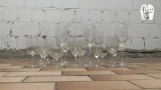 Drinking Glasses under wooden High Heels floor view