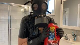 Latex Gas Mask Bathroom Cleaning