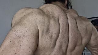 testo high again hairy power body pumped back traps arms pecs plus grunting hardcore flexing giantess back high level roided again getting bigger !