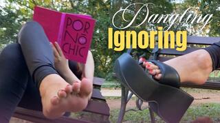 Miss Bimby Public Dangling & Ignoring with Toe Rings & Platform Shoes at the Park Reading an Erotic Book (720 - EN sub) Red Toenails - Outdoor Play - Gym Clothes - Brunette - Latina