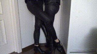 Footsie Play in sexy leather clothes 2 le