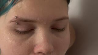 Rough deepthroat facefucked puke in the shower