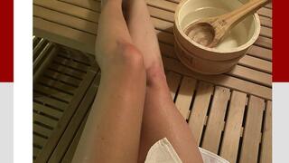 Steamy sauna barefoot tease foot fetish video