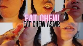 eating pizza while chewing