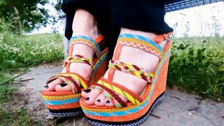 Bare Evening Walk in 15cm Orange Wedges