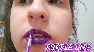 Purple Lipstick Fetish – Glossy Application, Lip Tease & Mouth Worship Close-Up
