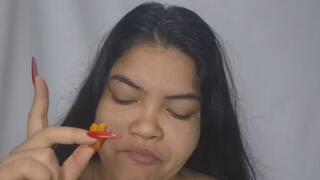 Trying spicy food for the first time - even though it's not my thing and I burned my whole mouth