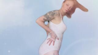 White lace angel in pantyhose