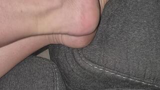 Toe wiggles on the couch