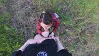 POV: Cum on that petite face and little tits outdoors