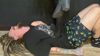 Carelessly trample and ignore My pathetic slave in My suede ankle boots while I'm on a phone call with My boyfriend