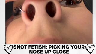 Snot fetish: Picking your nose up close