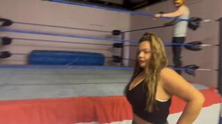 BBW crushing skinny male with feet, thighs and strength