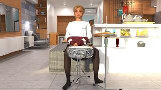 BEAUTIFUL ASIAN GIRL PLAYING DRUM AND HI-HAT IN PANTYHOSE [PEDAL PUMPING]