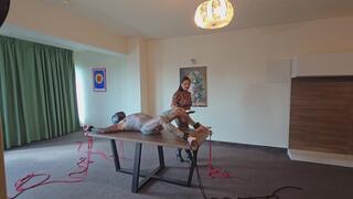 After Try out My new nipple clamps i give hubby some spanking and bastinado