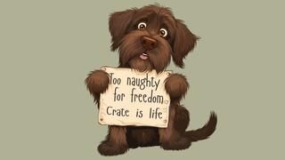 Too naughty for freedom, crate id life, caged for disobedience