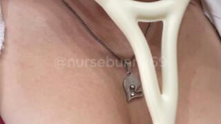 POV BP Cuff Vitals Exam Vintage Nurse White Stethoscope Lingerie to Topless