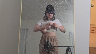 Squirting Breastmilk At Mirror From Across the Room