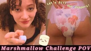 Harley's Marshmallow Diaper Challenge and Desperation POV