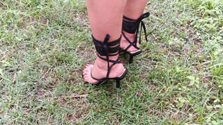 In Spartan-like heels she pumps the carriage pedals (3)