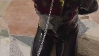 Obedience in the Cage: Slave Sucks Dildo on Command